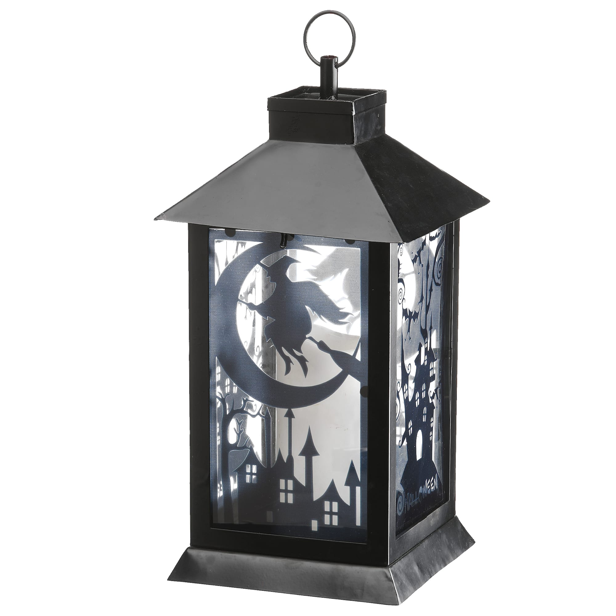16" Black Halloween Haunted House Lantern